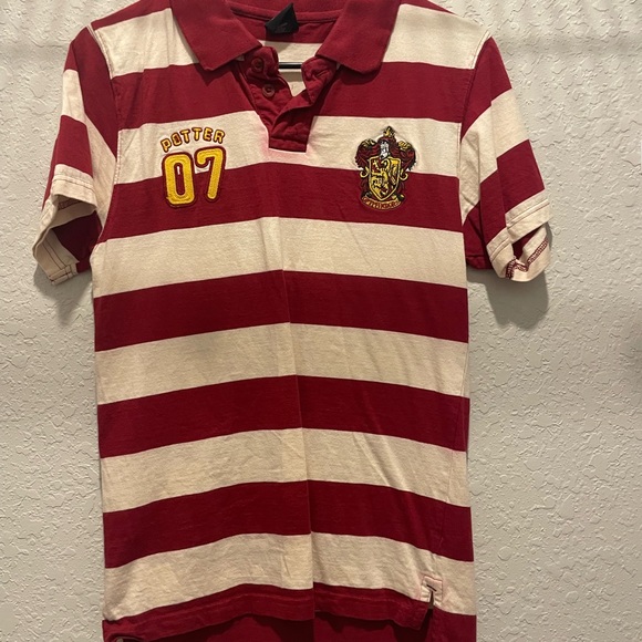 Universal Tops - Harry Potter Quidditch Red and White Striped Polo Shirt